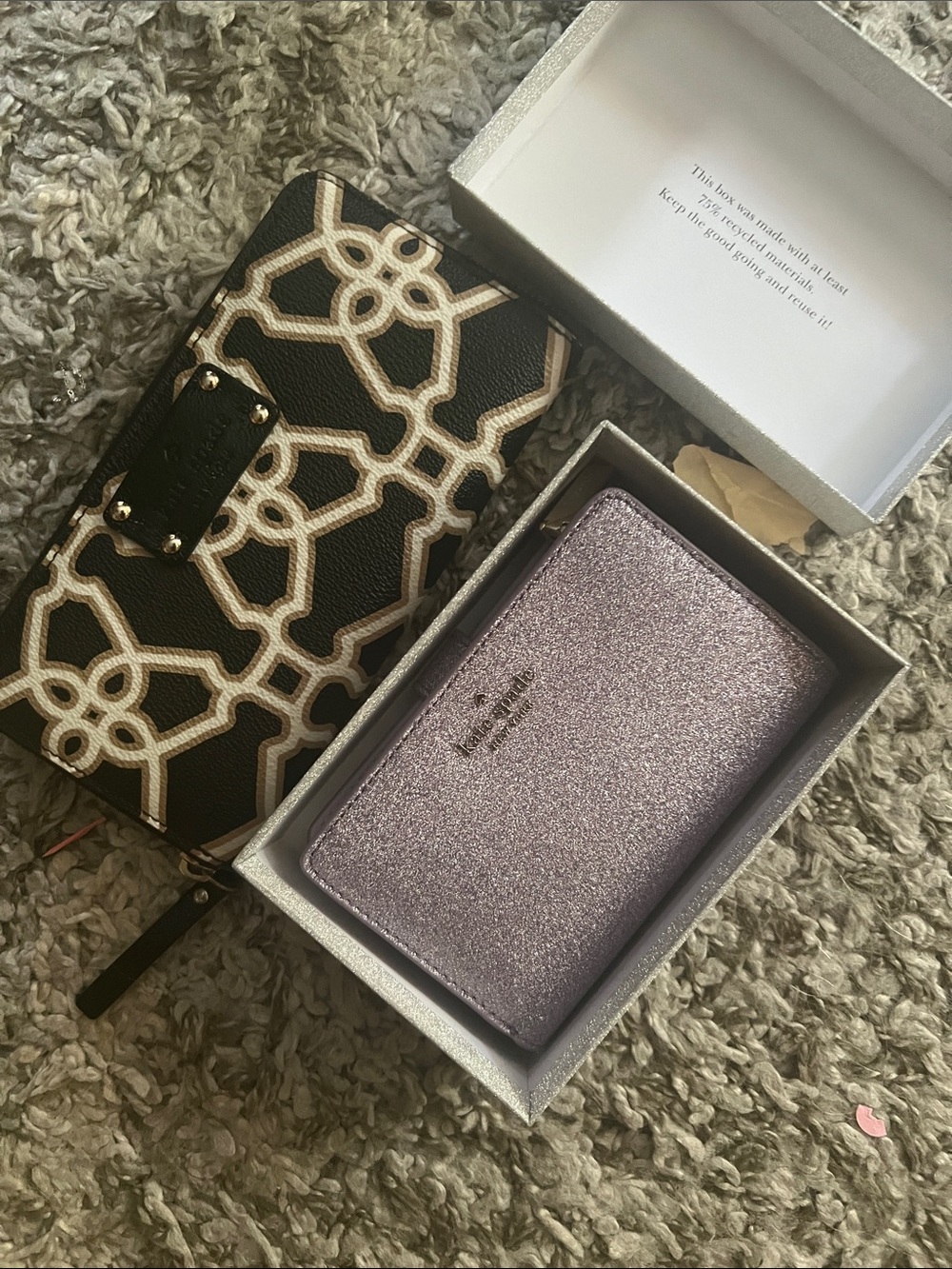 kate spade Glitter Zip Card Case in Lilac Sparkle